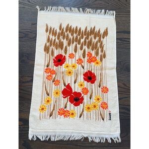 Vintage Cannon vibrant print of red poppies and golden wheat Hand Towel